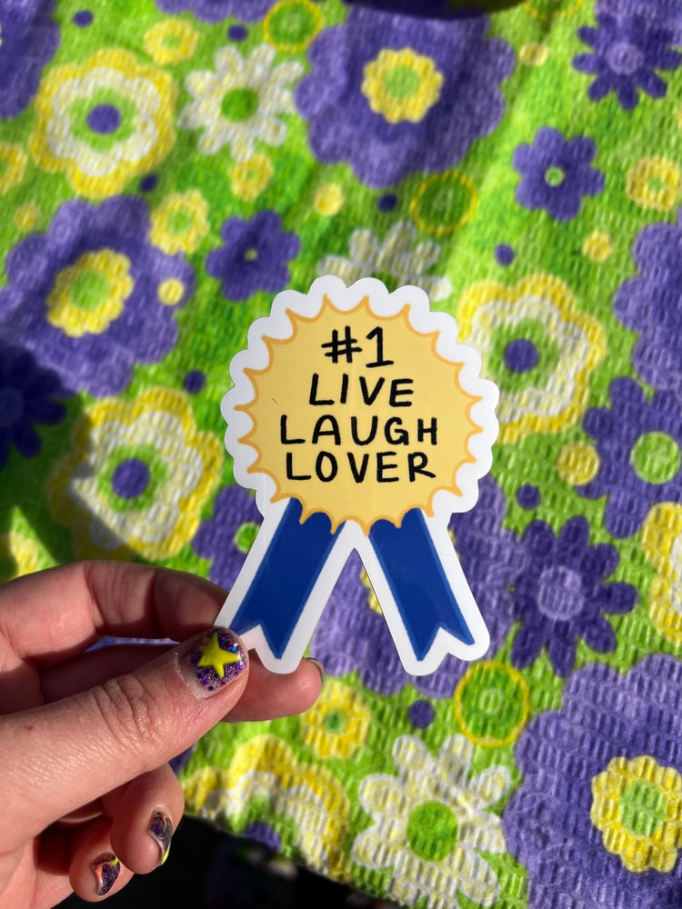 Image of #1 live laugh lover blue ribbon
