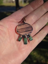 Image 5 of Electroformed Montana agate and indicolite tourmaline necklace