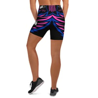 Image 4 of BOSSFITTED Black Neon Pink and Blue Yoga Shorts