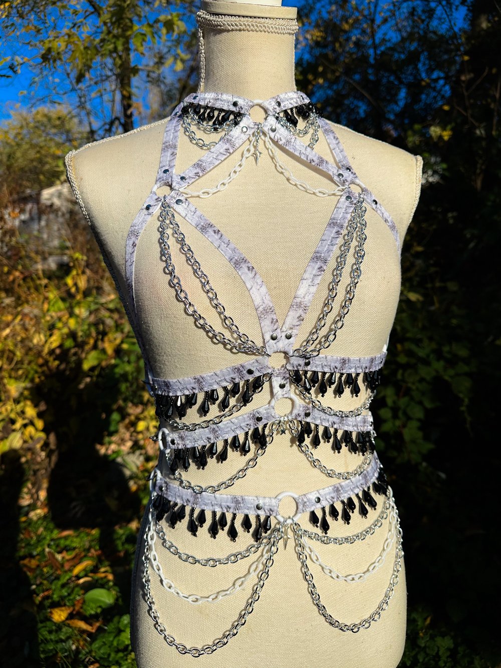 White Marble Elastic Harness Set