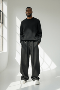 Image 1 of Korean Black Button Pant
