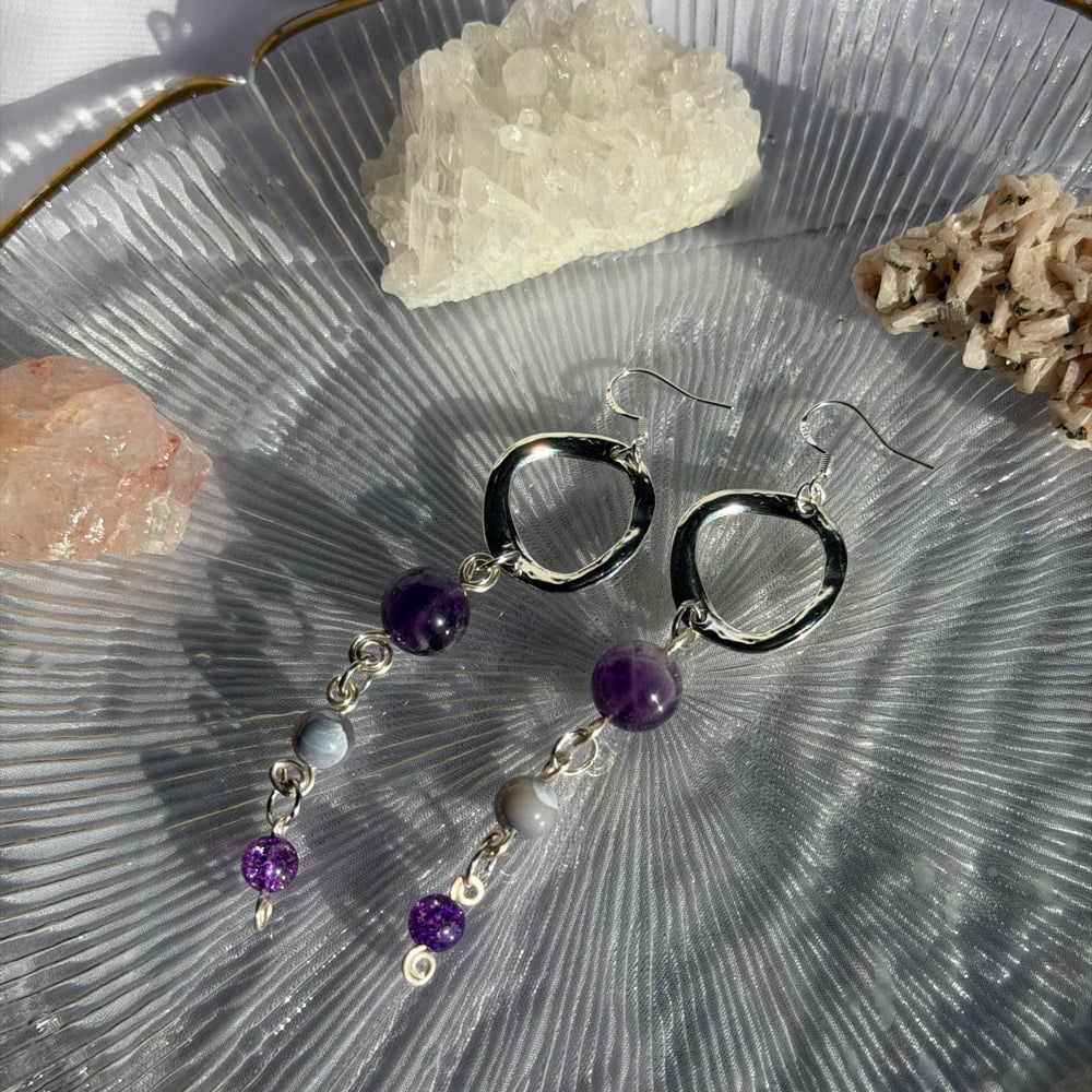 Image of cloudy amethyst earrings