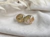 Small Droplet Stud Earrings - Green Hydrangea & Gold