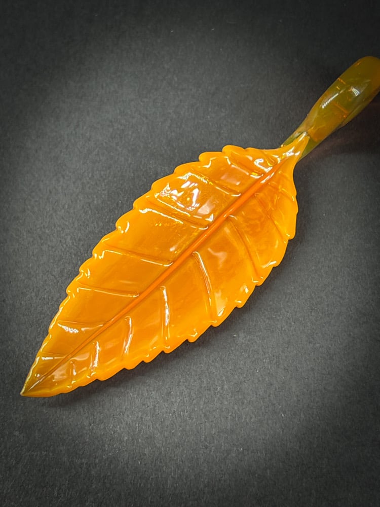 Image of Orange Sunburst Leaf Pendant