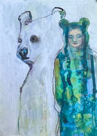 Image 1 of Original Painting. Mixed Media on Wood “New Bear” by Sheila Cameron