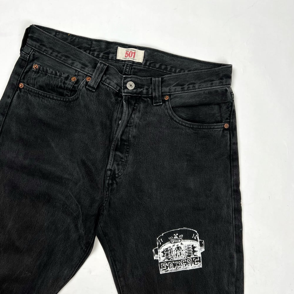 Image of 1/1 screen printed Levis 501 (Black) 