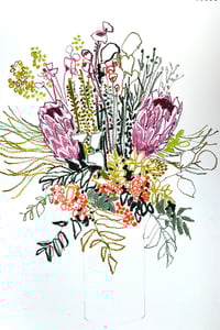 Image 2 of Floral still life unframed original oil pastel drawing 