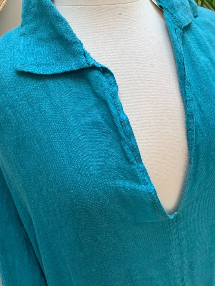 Image of Robe de Plage en voile de lin Turquoise