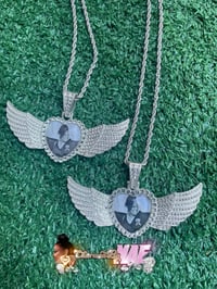 Winged heart photo necklace 