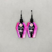 Pink Coffin + Skelly Earrings