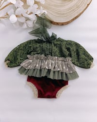 Image 2 of newborn girls set | Rini | khaki&bordeaux