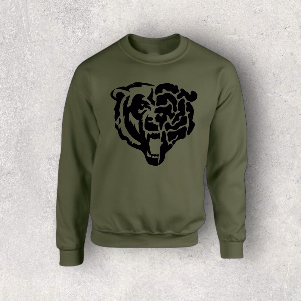 Image of Bear Down Crewneck Sweater (Olive) 