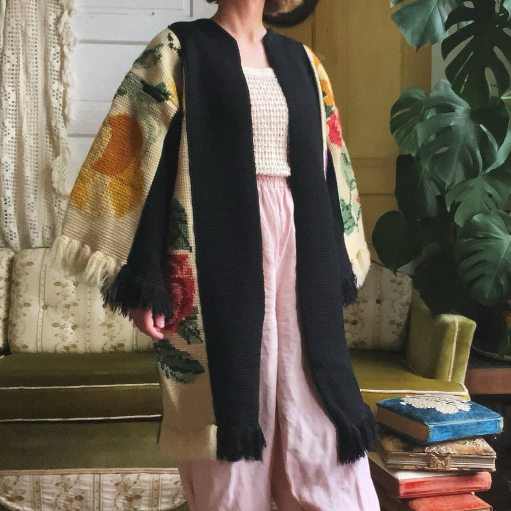 Image of Morning Glory Fringe Granny Sweater