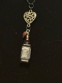 Image 2 of Heart and whiskey Bottle and hearts Charm Necklace