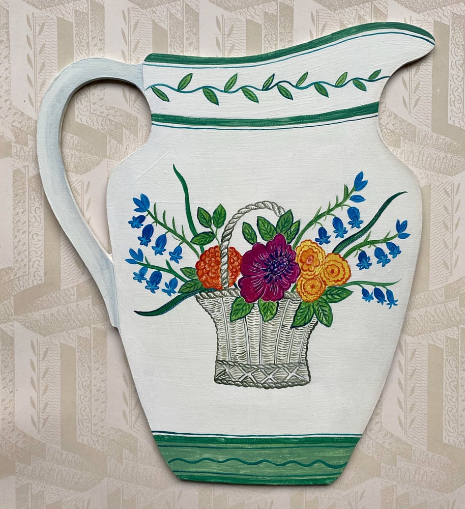 Image of Floral wooden jug cutout D