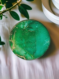 Image 3 of Set of 4 Epoxy Resin Art Coasters 'The Adventurine'