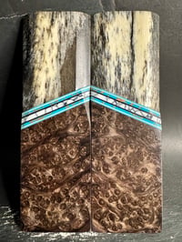 Image 2 of Giraffe Bone & Black Redwood Burl Segmented Knife Scales