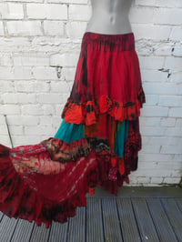 Image 5 of Wanderlust maxi tiered skirt/ Bandeau Dress Red skies 