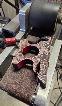 Image 2 of Red "Angry Anvil" Damascus top finish