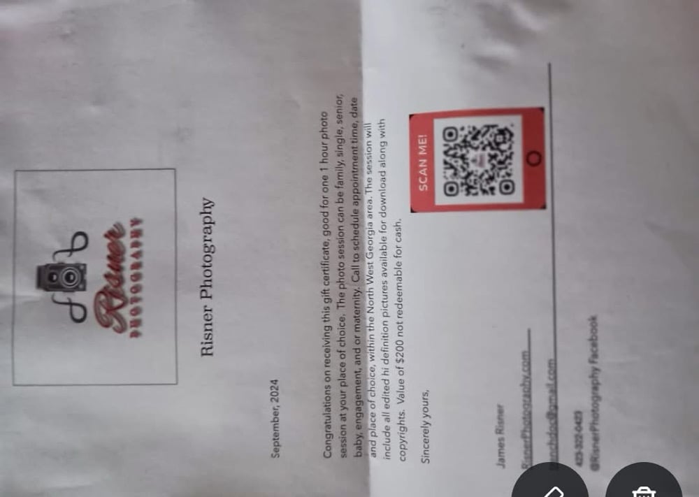 Image of Skylar Foundation/ Risner Photography $200.00 gift certificate