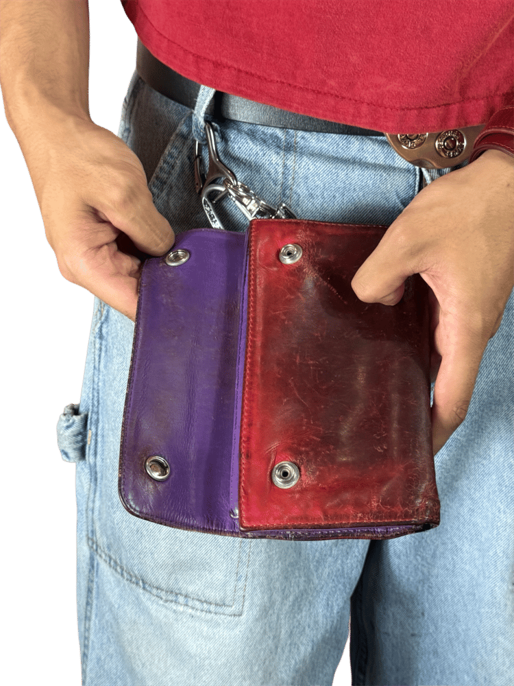 Image of Chrome Hearts Red Leather Trifold Wallet