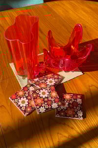 Image 3 of Still Sunny Dark Orange Coaster Set