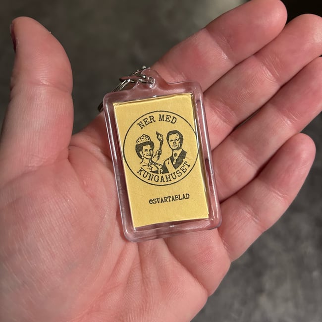 Nyckelring - Ner med kungahuset (gul)