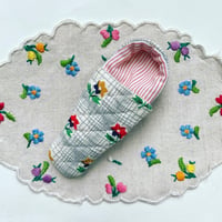 Image 1 of Size 4" Dollhouse Doll quilted lined sleeping bag B