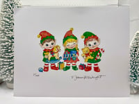 Retro Christmas Elves Sketch Print - Numbered & Signed copy