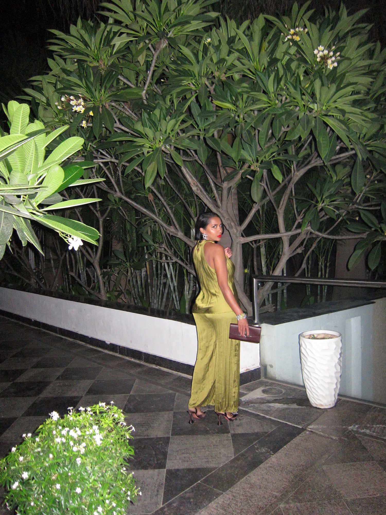 Image of ZARA WRINKLED SATIN EFFECT HALTER TOP (M) & PANTS (L)