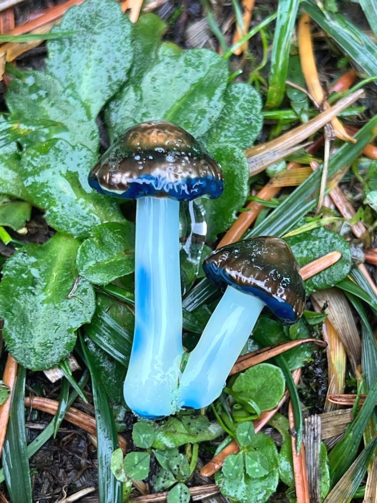 Image of Small Double Blue Staining Mushroom Pendant