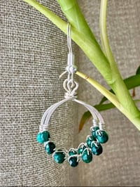 Image 1 of Malachite (Silver) Small Hoop Earrings
