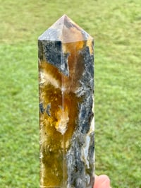 Image 6 of Yellow Fluorite And Moss Agate Obelisk #1169