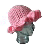 Image 3 of Pink Ruffle Crochet Hat