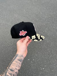 Image 3 of TAN BRIM TWO TONE BLACK LA DODGERS CUSTOM FITTED CAP