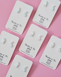 Image 1 of Gum Leaf Print Rabbit Studs - SKU 555