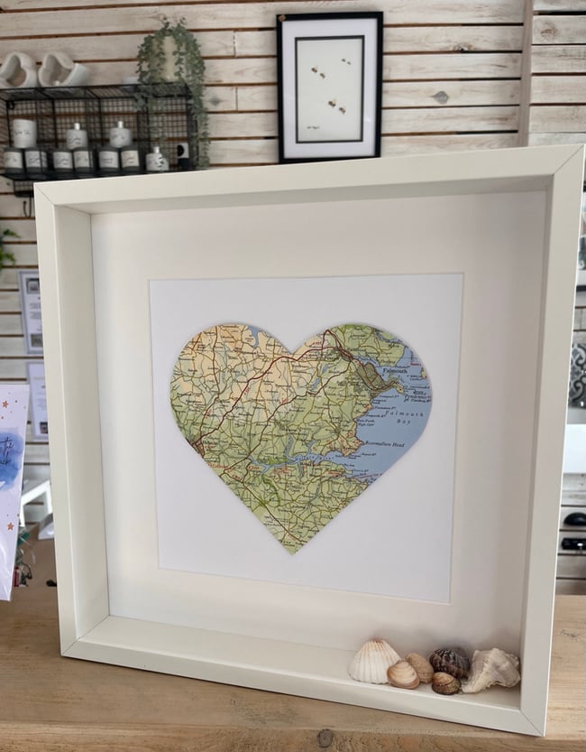 Personalised Vintage Map Heart (Framed) copy