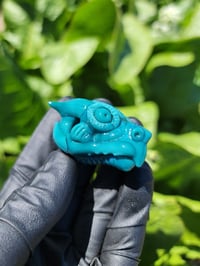 Image 5 of Small size Opaque Aqua solid DragonHead Pendant