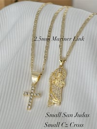 Image 1 of Pvd Gold Plated Mariner Link Chain 18”,18” Layered Necklace & Pendant Set