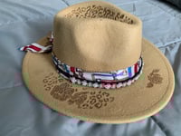 Image 2 of "Amada y Escogida" Animal and Flower Print Hand-Burned Panama Hat