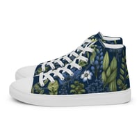 Image 17 of Art Nouveau Inspired Blue Boho Floral Sketch Women’s high top canvas shoes