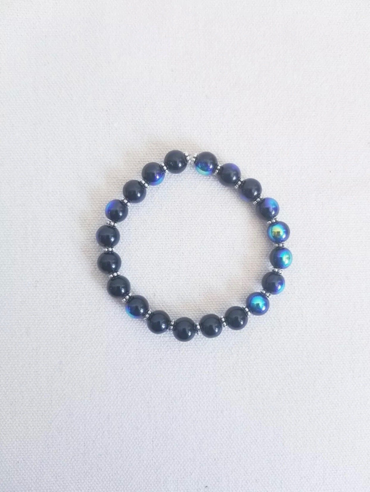 Image of Black AB Beaded Stretch Bracelet