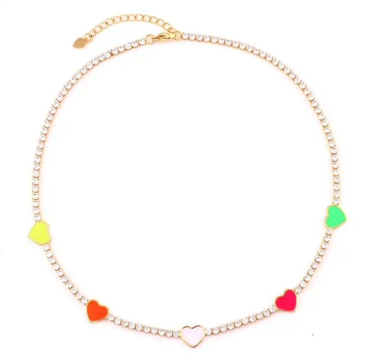 Image of Heart Tennis Necklace