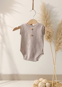 Image 1 of Photo prop | Newborn boy onesie for photoshoot | Robbie| neutral beige | sleeveless