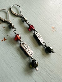 Image 9 of garnet and tourmaline courage charm earrings