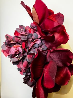 Image of Burgundy magnolia headpiece #3