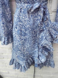 Image 4 of Wrap Dress- Henna Blue m-l