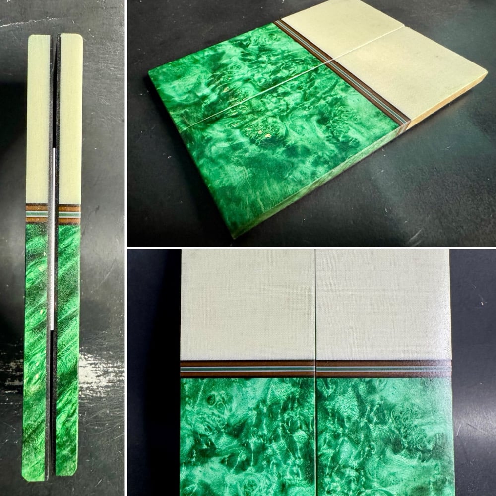 Image of Ghost Micarta & Box Elder Burl Segmented Knife Scales