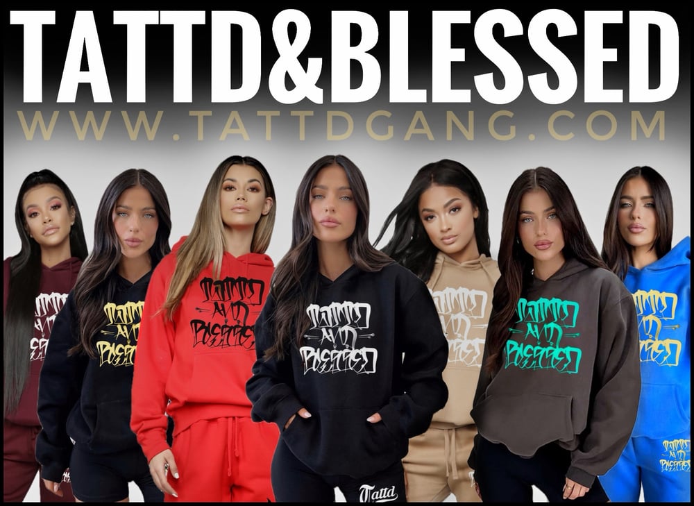 25% off!!! Charcoal & Teal Tattd&blessed hoodie