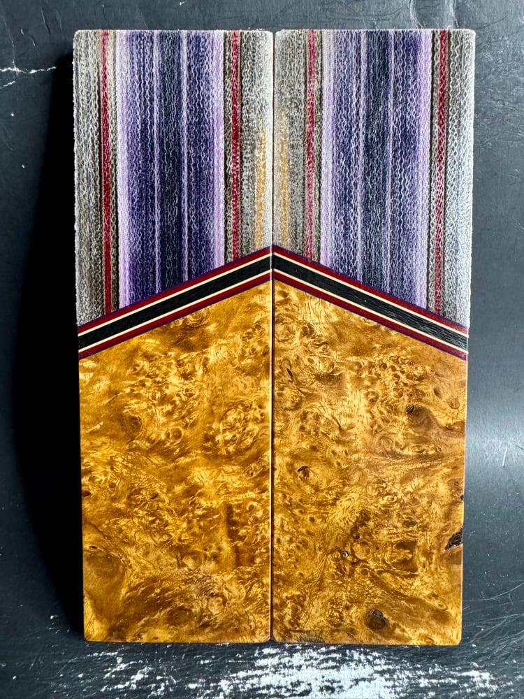 Image of G-carta & Amboyna Burl Segmented Knife Scales